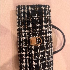 Furla Mini Circe Clutch in Black Tweed . Brand New